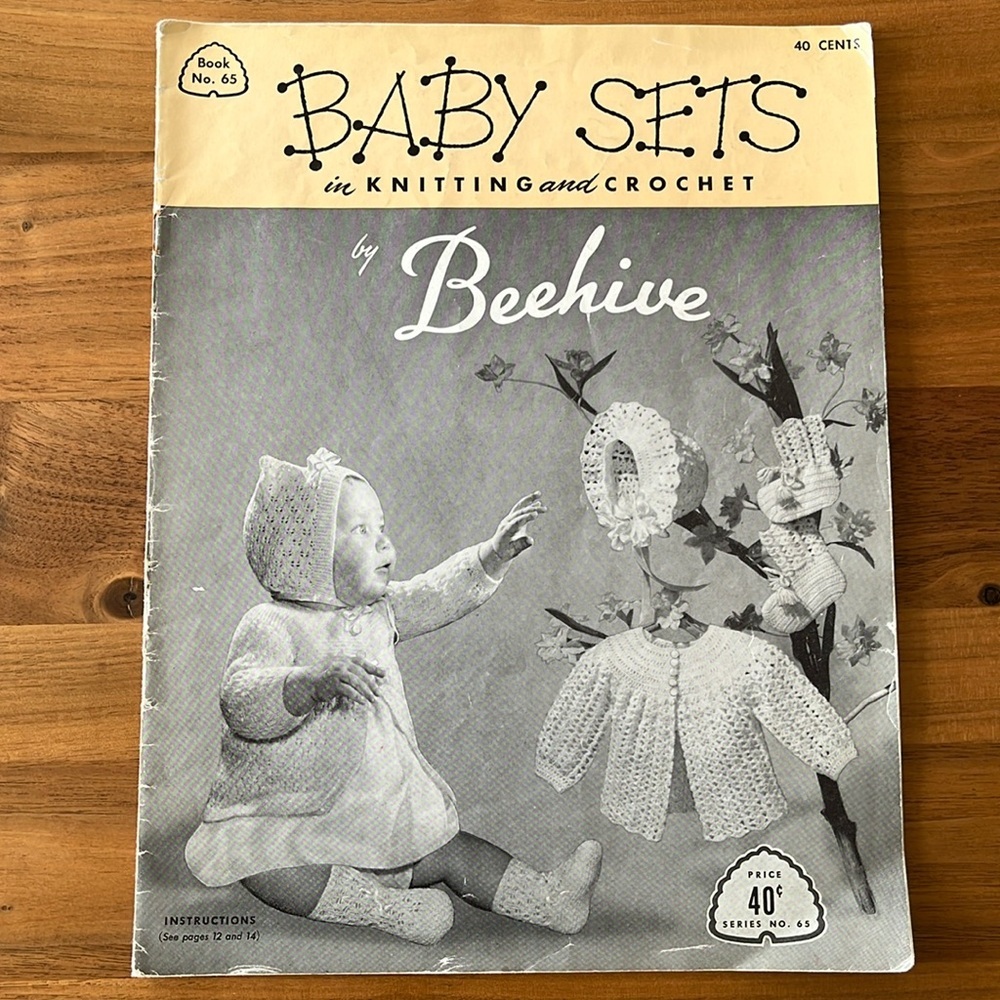 VINTAGE 1950's Beehive Baby Sets in Knitting and Crochet Pattern Book No. 65